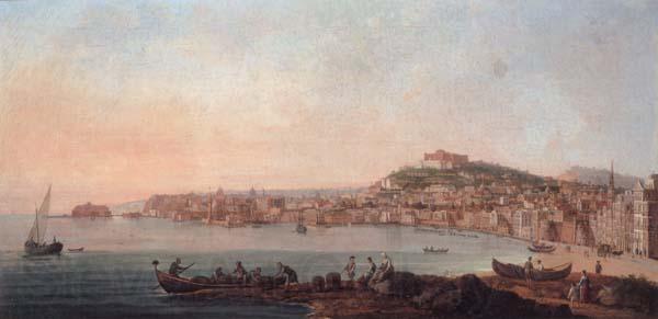 unknow artist Naples,a view of the bay from the marinella looking towards the molo and the castel dell ovo Norge oil painting art